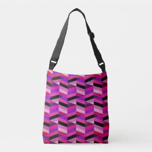 Abstract Chevron/Herringbone Paars en Violet Crossbody Tas