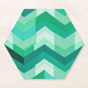 Abstract Chevron patroon in Groenen Kartonnen Onderzetters