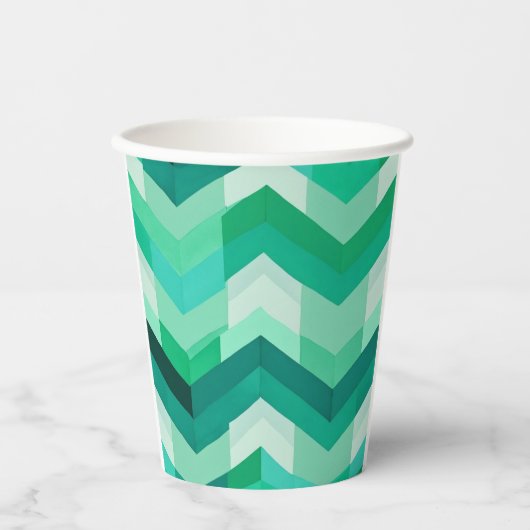 Abstract Chevron patroon in Groenen Papieren Bekers (Voorkant)