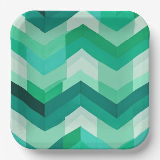 Abstract Chevron patroon in Groenen Papieren Bordje