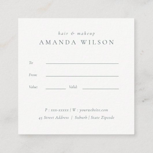 Abstract Chic Glitter Ivory Gold Gift Certificate Vierkante Visitekaartje (Achterkant)