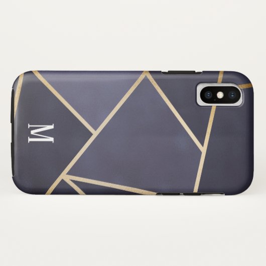 Abstract Chic Paars & Gold Monogram Case-Mate iPhone Case (Achterkant (horizontaal))
