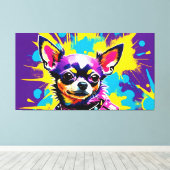ABSTRACT CHIUAHUA POPART CANVAS AFDRUK (Insitu (Houten vloer))