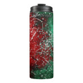 Abstract Christmas Red Green Glitter Thermosbeker (Voorkant)