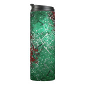 Abstract Christmas Red Green Glitter Thermosbeker (Geroteerd rechts)