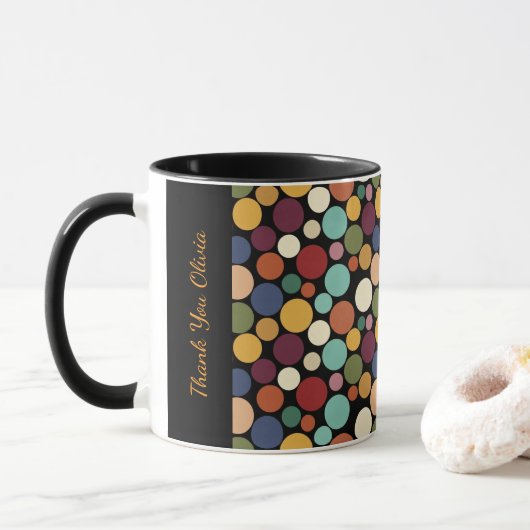 Abstract Circle Custom Message Gift Coffee Mug (Avec donut)