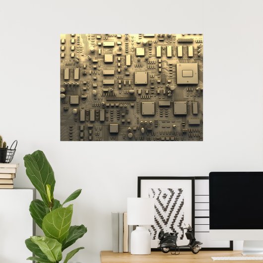 Abstract circuit board poster (Thuiskantoor)
