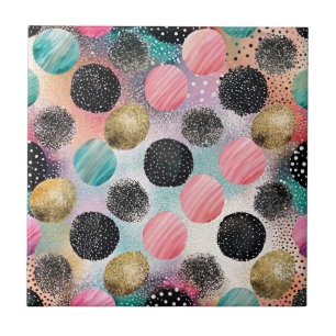 Abstract cirkelpatroon - met glitter & spikkels tegeltje