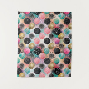 Abstract cirkelpatroon - met glitter & spikkels wandkleed