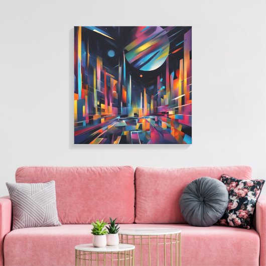Abstract City Canvas Afdruk (Insitu (Woonkamer))
