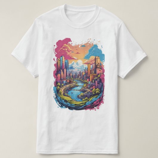 Abstract City Scene T-shirt (Design voorkant)