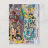 abstract collage blue yellow circles briefkaart (Voorkant)