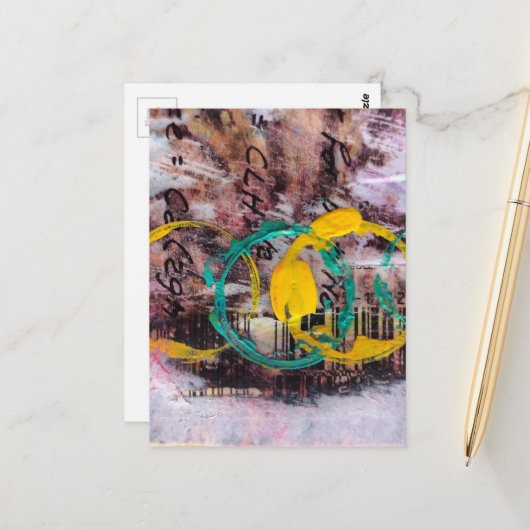 abstract collage circles briefkaart (Voorkant / Achterkant in situ)