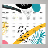 Abstract collage Tropical Wedding Seating Chart Poster (Voorkant)