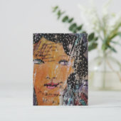 abstract collage with face education games words briefkaart (Staand voorkant)