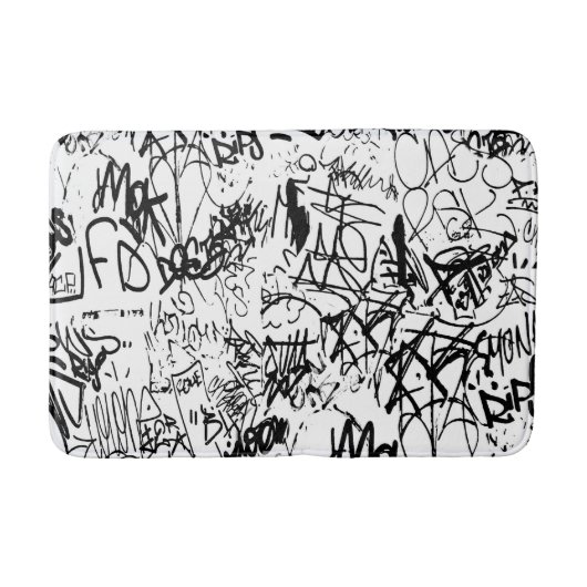 Abstract collage zwarte en witte graffiti badmat (Voorkant)