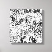 Abstract collage zwarte en witte graffiti canvas afdruk (Voorkant)