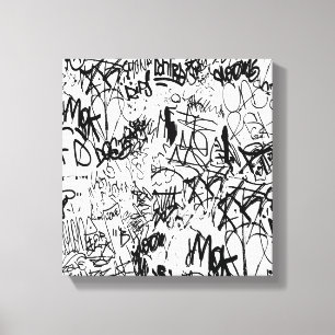 Abstract collage zwarte en witte graffiti canvas afdruk