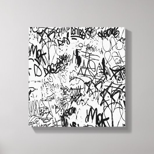 Abstract collage zwarte en witte graffiti canvas afdruk (Voorkant)