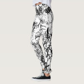Abstract collage zwarte en witte graffiti leggings (Links)