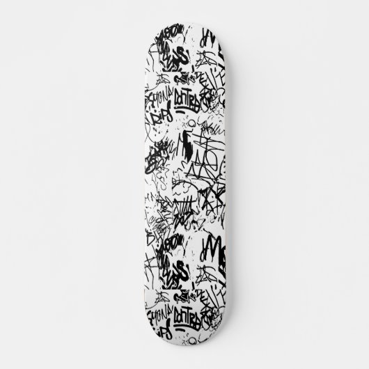 Abstract collage zwarte en witte graffiti skateboard (Voorkant)
