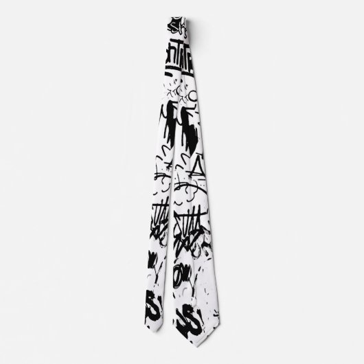 Abstract collage zwarte en witte graffiti stropdas (Achterkant)