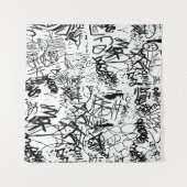 Abstract collage zwarte en witte graffiti wandkleed (Voorkant (horizontaal))