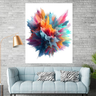 Abstract Color Explosion Contemporary Art Poster