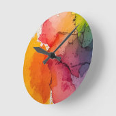 Abstract Color Splash Wall Clock Ronde Klok (Hoek)