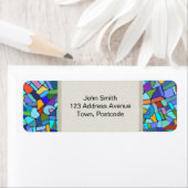 Abstract Colorful Blue Mosaic Pattern Etiket (Insitu)