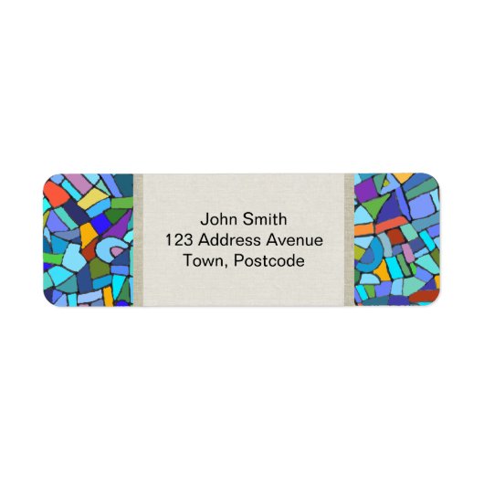 Abstract Colorful Blue Mosaic Pattern Etiket (Voorkant)