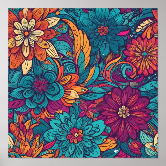 Abstract colorful flowers poster (Voorkant)