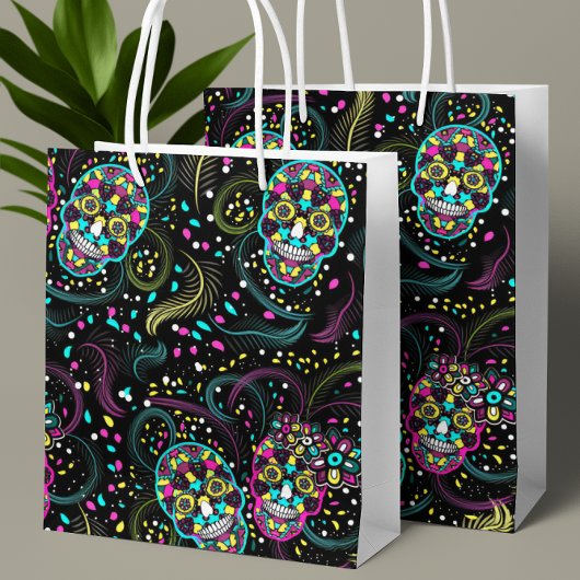 Abstract Colorful Spooky Skulls Halloween Medium Cadeauzakje