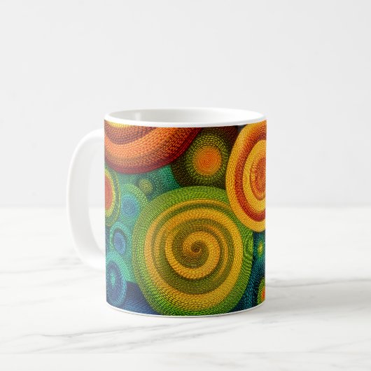 Abstract concentric circles in vibrant multicolor  koffiemok (Voorkant links)