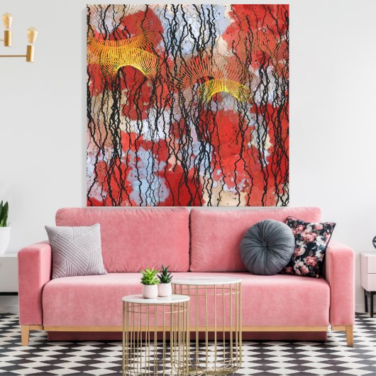 Abstract Contemporary Painting  Canvas Afdruk (Insitu (Woonkamer))