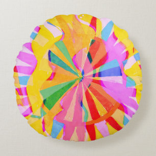 Abstract creatief tekenen, kleurrijke achtergrond. rond kussen