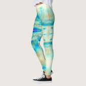 Abstract crèmekleurige blauwe turquoise wolkenlegg leggings (Links)