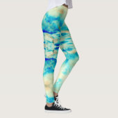 Abstract crèmekleurige blauwe turquoise wolkenlegg leggings (Rechts)