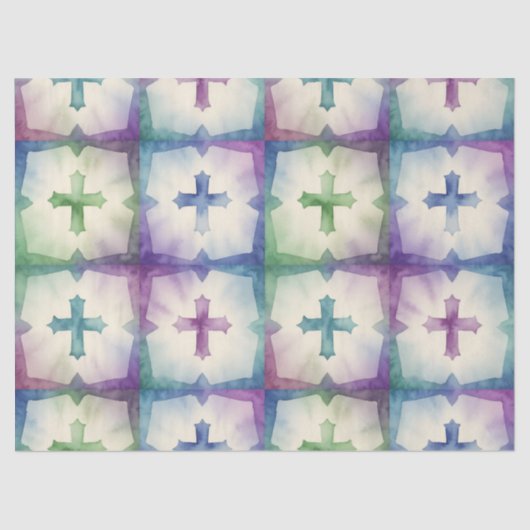 Abstract Cross pattern pretty watercolor faith  Tissuepapier (Voorkant)