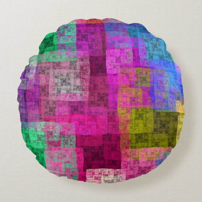 Abstract cubes rond kussen (Voorkant)