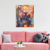 Abstract Cubisme Series - Drie Canvas Afdruk (Insitu (Woonkamer))