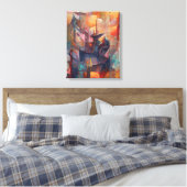 Abstract Cubisme Series - Drie Canvas Afdruk (Insitu (Slaapkamer))
