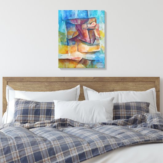 Abstract Cubisme Series - Twee Canvas Afdruk (Insitu (Slaapkamer))