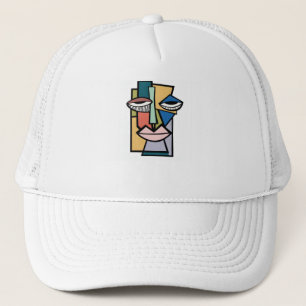 Abstract Cubistisch Gezichts Kunst Trucker Hoed - Pet
