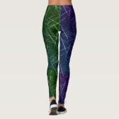 Abstract Cyber Pattern | Purple & Emerald Grid Leggings (Achterkant)
