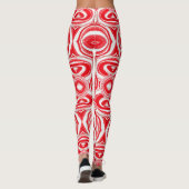 Abstract Cyberpatroon | Hypnotisch Rood/Wit Leggings (Achterkant)