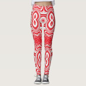 Abstract Cyberpatroon | Hypnotisch Rood/Wit Leggings (Voorkant)