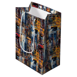 Abstract cyberpunk stadslandschap skyline (1) medium cadeauzakje