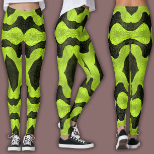 Abstract Cybertpatroon Neon Limoen & Zwart Leggings