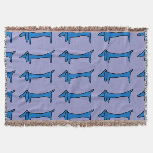 Abstract Dachshund in Blauw Deken (Voorkant)